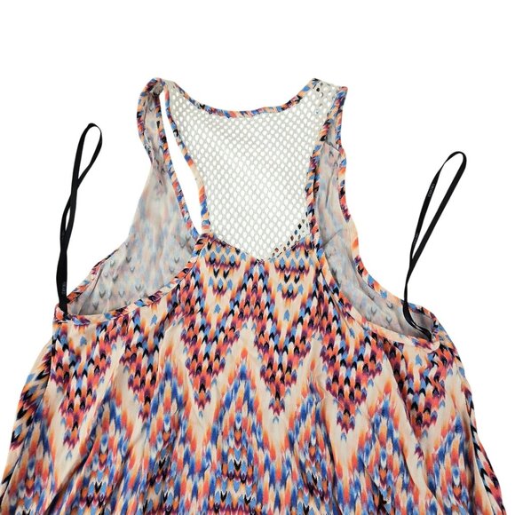 Forever 21 Swing Dress Chevron Print Multicolor Mesh Back Detail Size S jh1830 - Picture 8 of 10